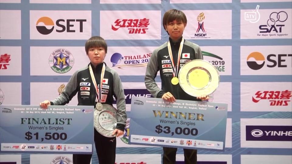 2019タイオープン女子シングルス優勝の佐藤瞳